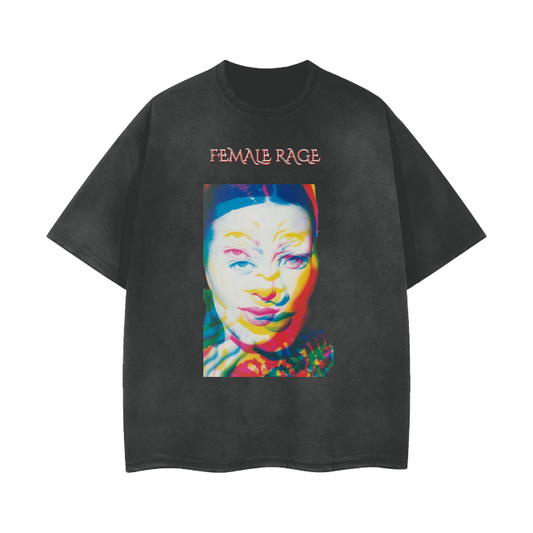 FEMALE RAGE Vintage Wash Frayed T-Shirt